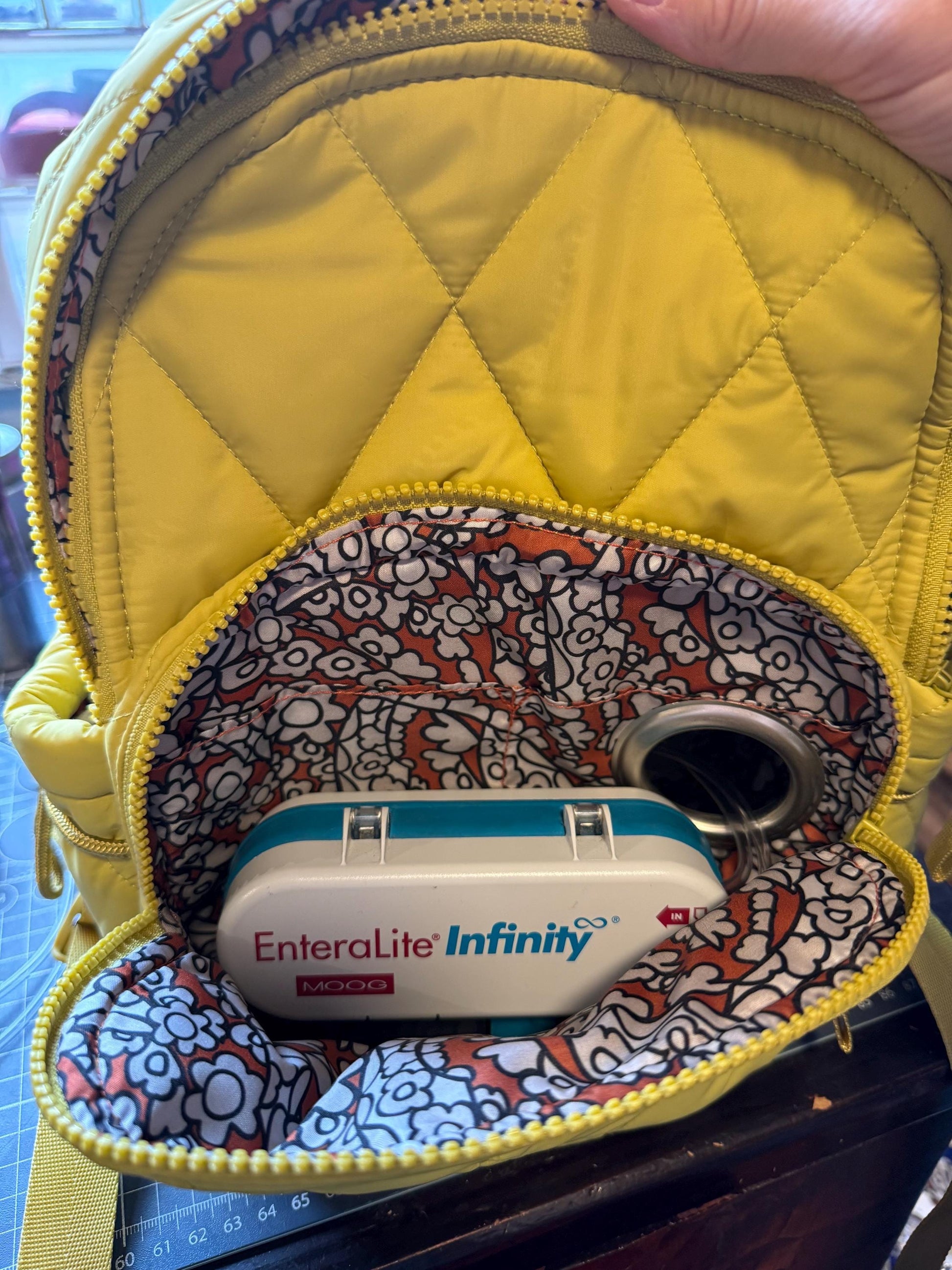Small Feeding Tube Backpack | Lavender Paisley | For EnteraLite Infinity Feeding Pump, Kangaroo Joey / Omni | 12”