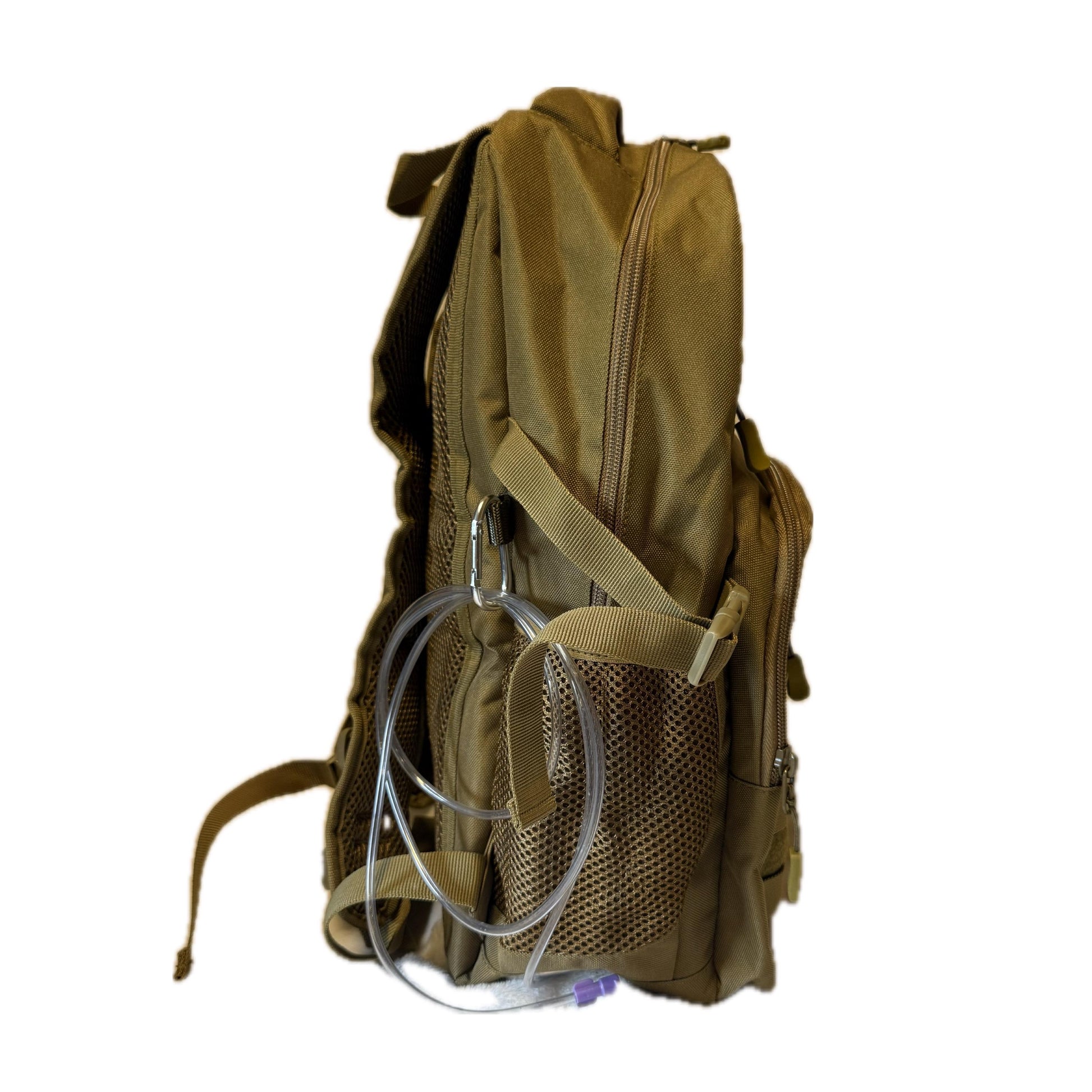 Medium/Large Feeding Tube Backpack | Tactical Molle Brown |Adapted for Kangaroo Joey/Omni and Enteralite Infinity 16”