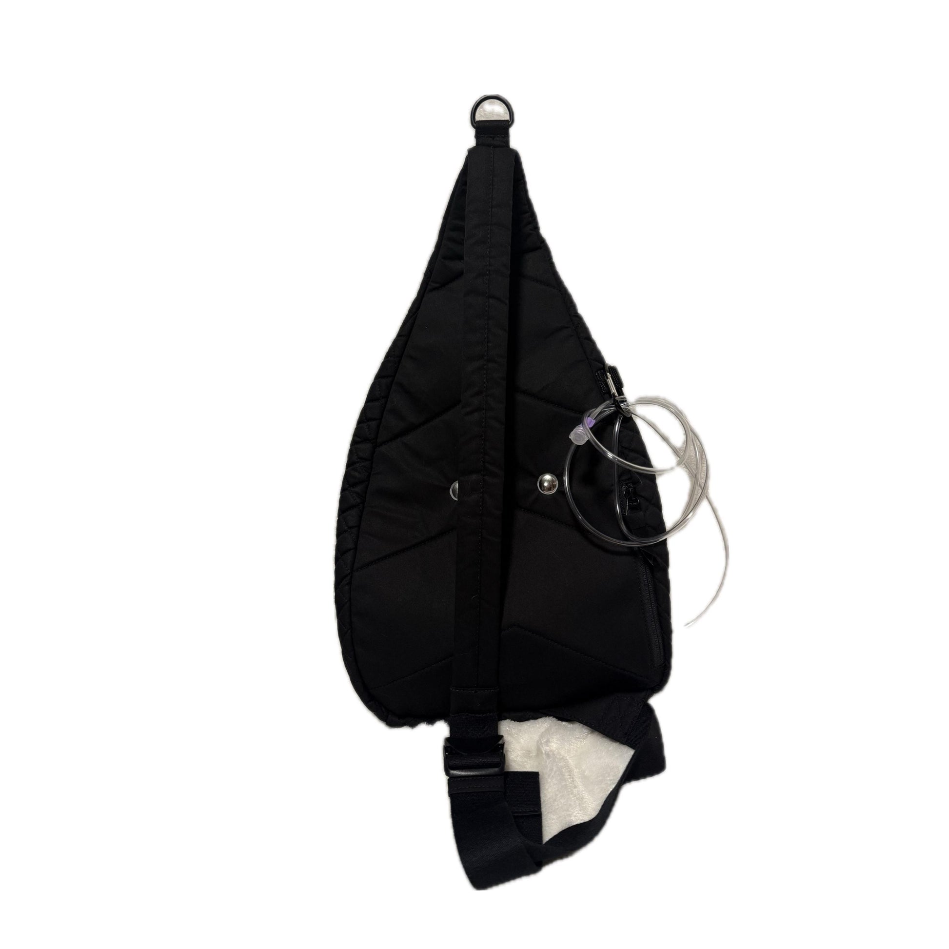 Medium Tube Feed Crossbody Bag | Waxed Canvas | Quilted Black | 15” For Enteralite Infinity Pump and Kangaroo Omni