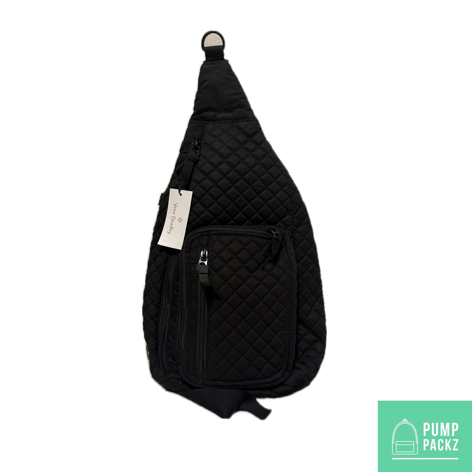Medium Tube Feed Crossbody Bag | Waxed Canvas | Quilted Black | 15” For Enteralite Infinity Pump and Kangaroo Omni