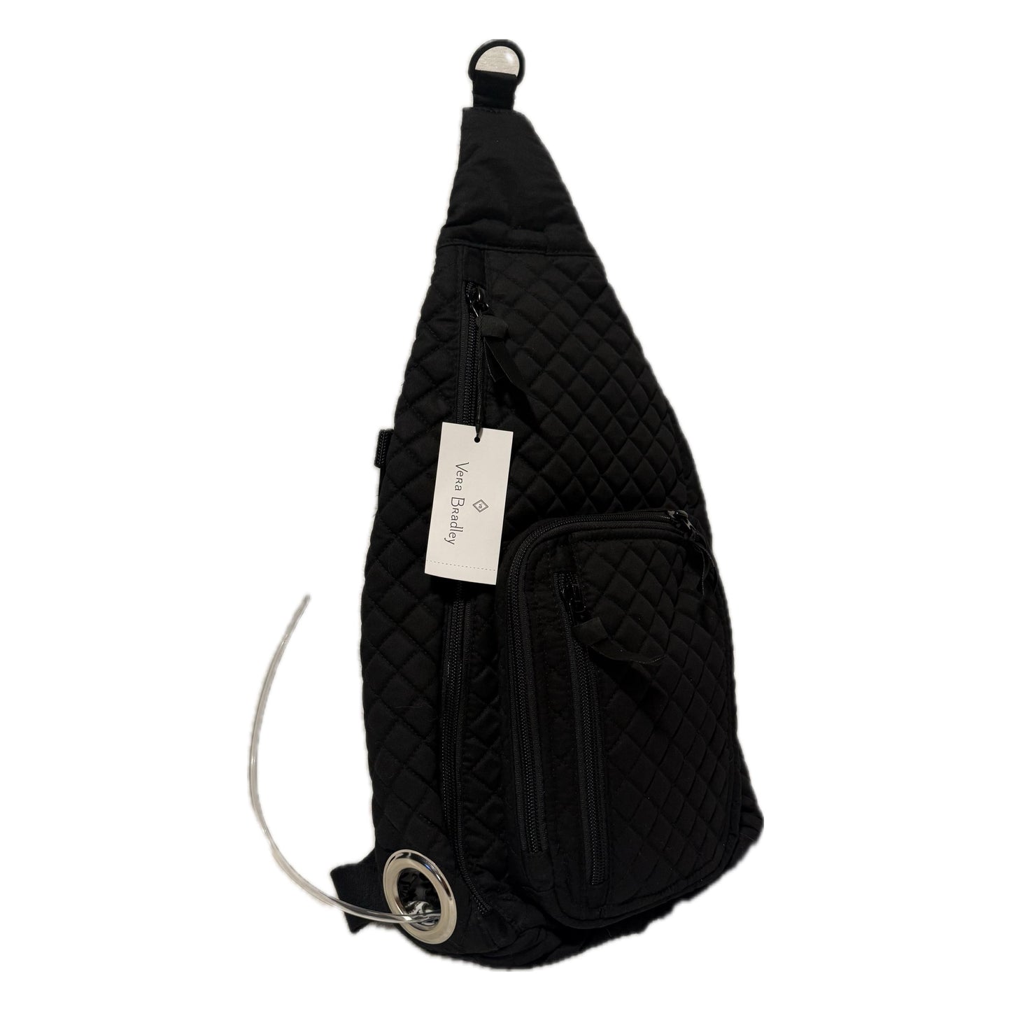 Medium Tube Feed Crossbody Bag | Waxed Canvas | Quilted Black | 15” For Enteralite Infinity Pump and Kangaroo Omni
