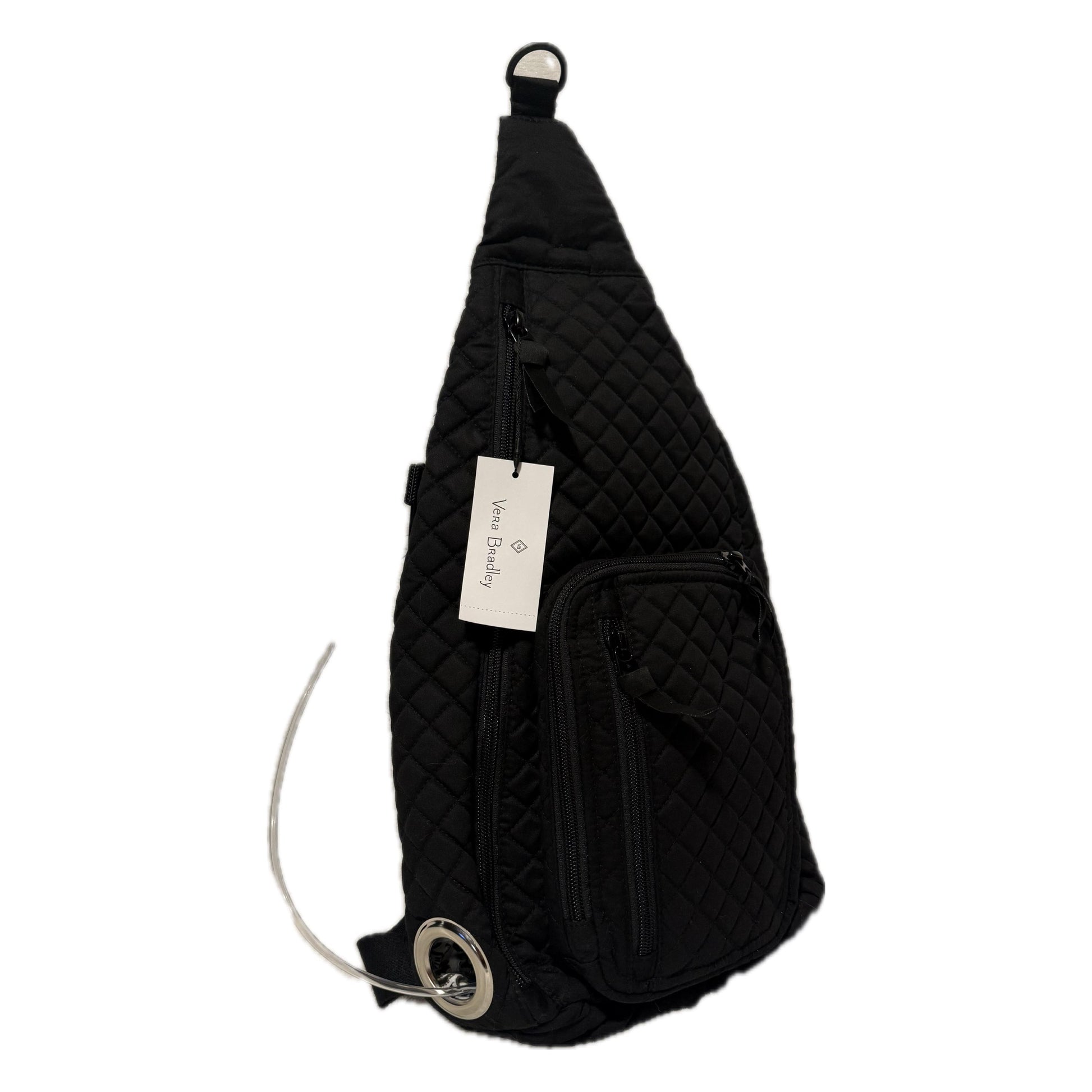 Medium Tube Feed Crossbody Bag | Waxed Canvas | Quilted Black | 15” For Enteralite Infinity Pump and Kangaroo Omni