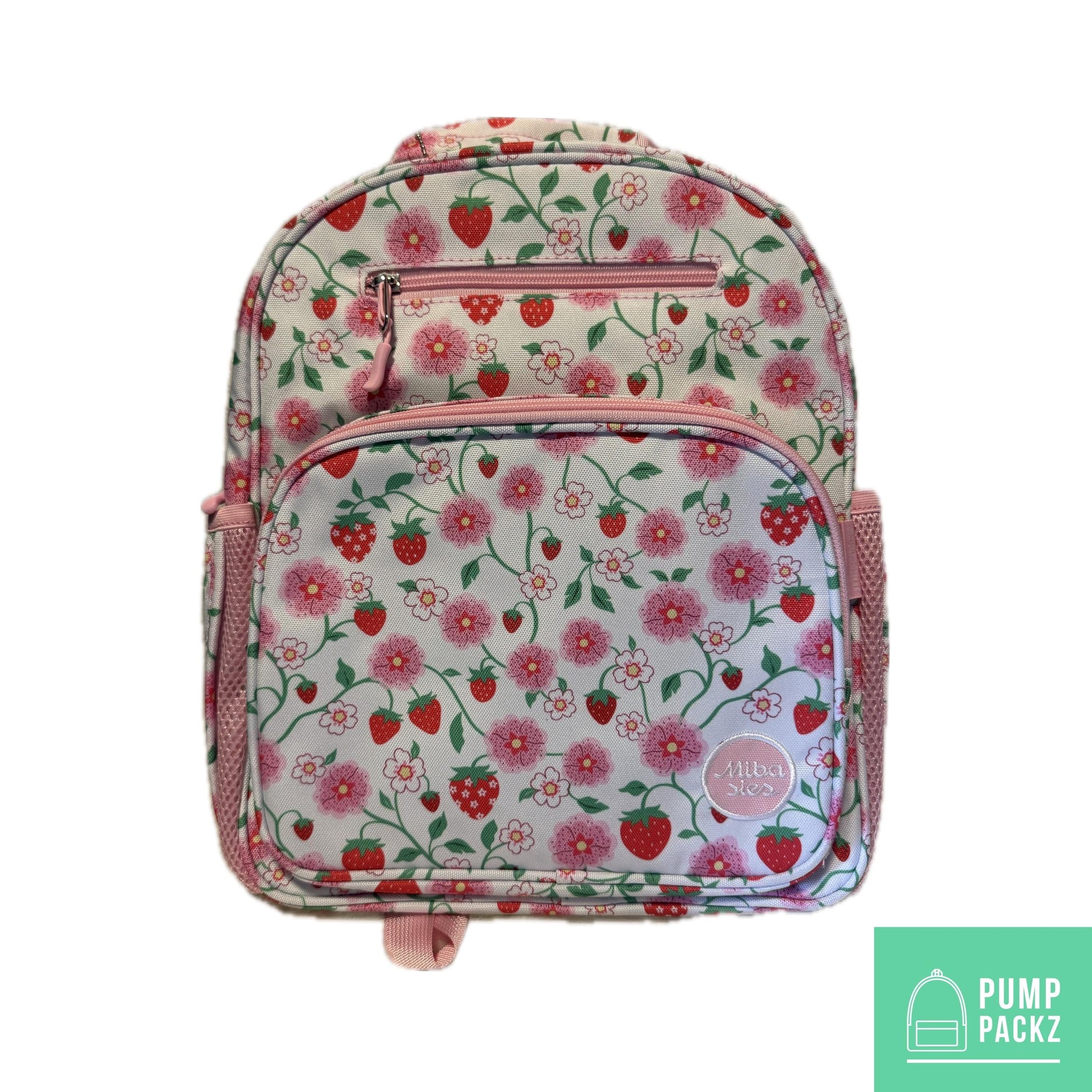 Medium/Large 15” | Gtube Modified Feeding Tube Backpack | Strawberries and Flowers | For EnteraLite Infinity Feeding Pump