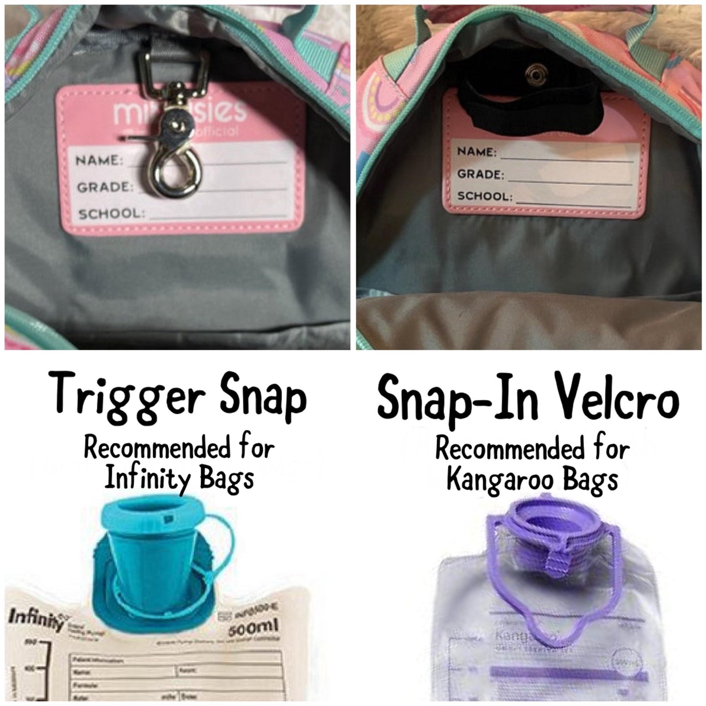 Small Feeding Tube Backpack | Blue and Pink Flowers | For EnteraLite Infinity Feeding Pump, Kangaroo Joey / Omni | 12”