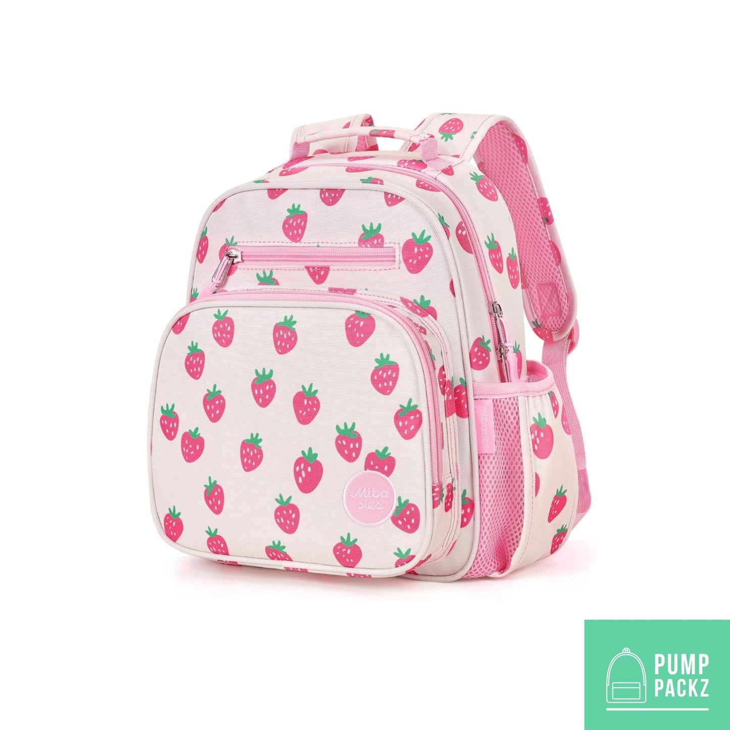 Small Feeding Tube Backpack | Strawberries and Cream | For EnteraLite Infinity Feeding Pump, Kangaroo Joey / Omni | 12”