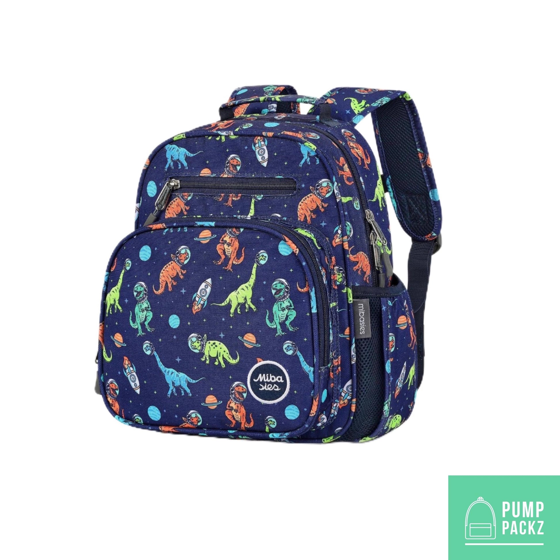 Small Feeding Tube Backpack | Dinos in Space | For EnteraLite Infinity Feeding Pump, Kangaroo Joey / Omni | 12”