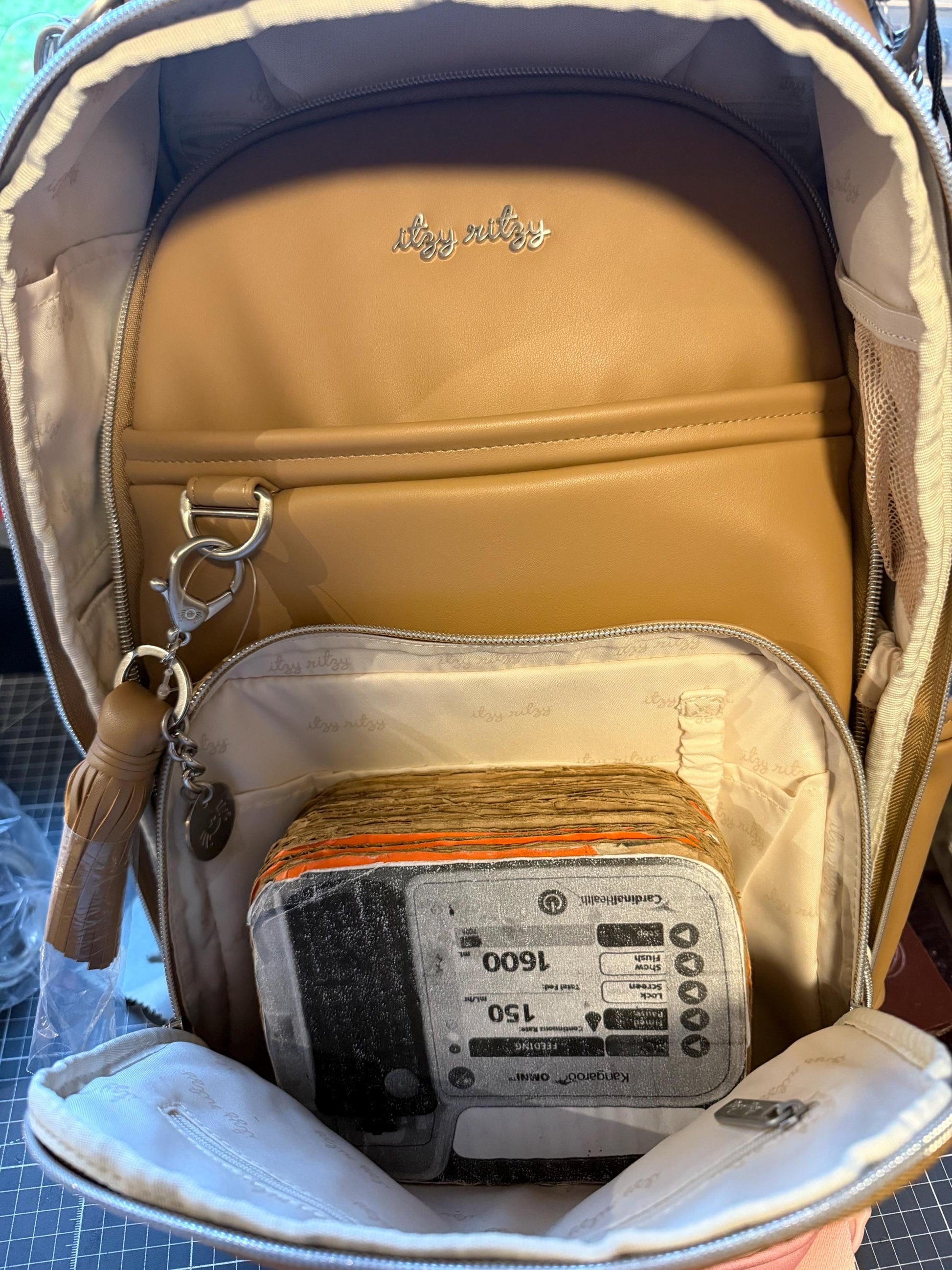 Extra Large Tube Feeding Backpack | Enteralite Infinity | Kangaroo Omni | Cognac Brown | 18”