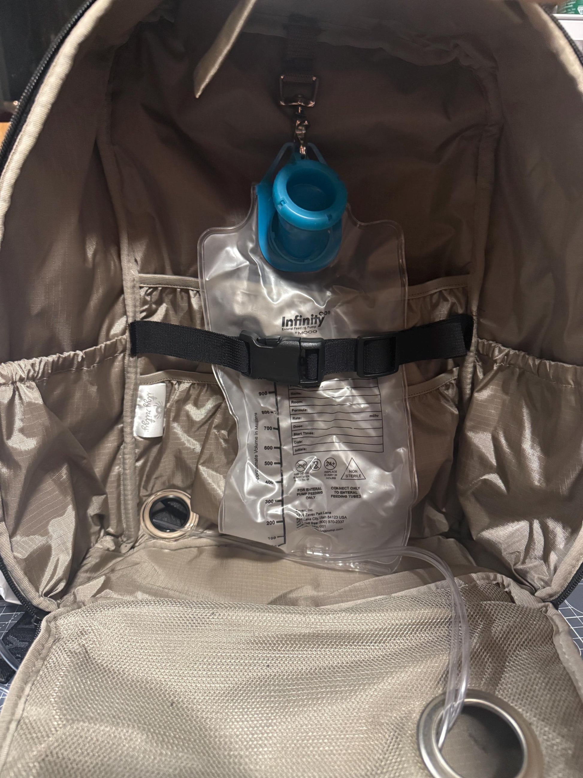 Extra Large Tube Feeding Backpack | Enteralite Infinity | Kangaroo Omni | Mocha | 17”