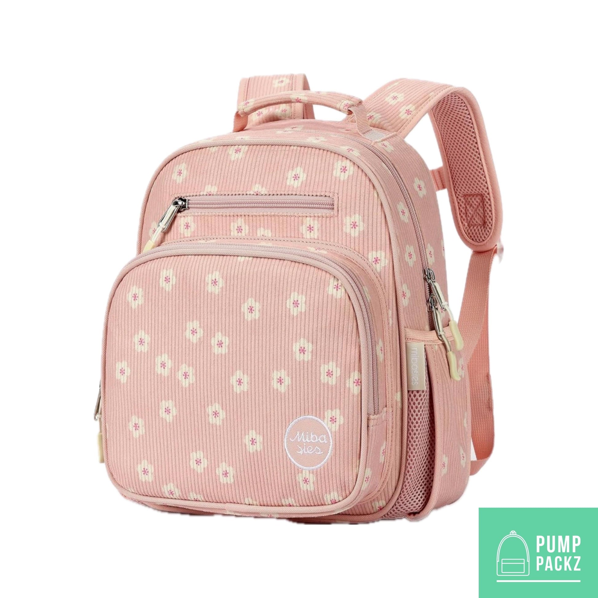 Small Feeding Tube Backpack | Pink Flower Corduroy | For EnteraLite Infinity Feeding Pump, Kangaroo Joey / Omni | 12”