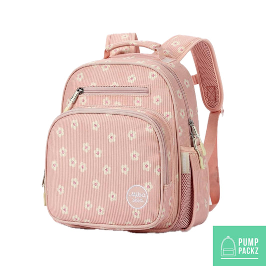 Small Feeding Tube Backpack | Pink Flower Corduroy | For EnteraLite Infinity Feeding Pump, Kangaroo Joey / Omni | 12”