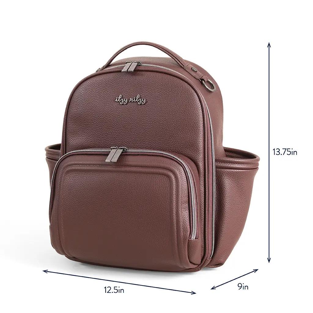 Small Tube Feeding Backpack | Espresso, Vegan Leather | Small, 12” | For Enteralite Infinity, Kangaroo Joey/Omni, TPN