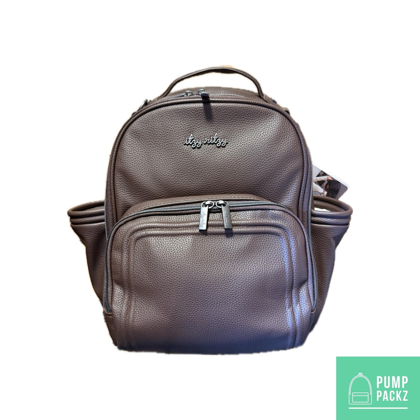 Small Tube Feeding Backpack | Espresso, Vegan Leather | Small, 12” | For Enteralite Infinity, Kangaroo Joey/Omni, TPN