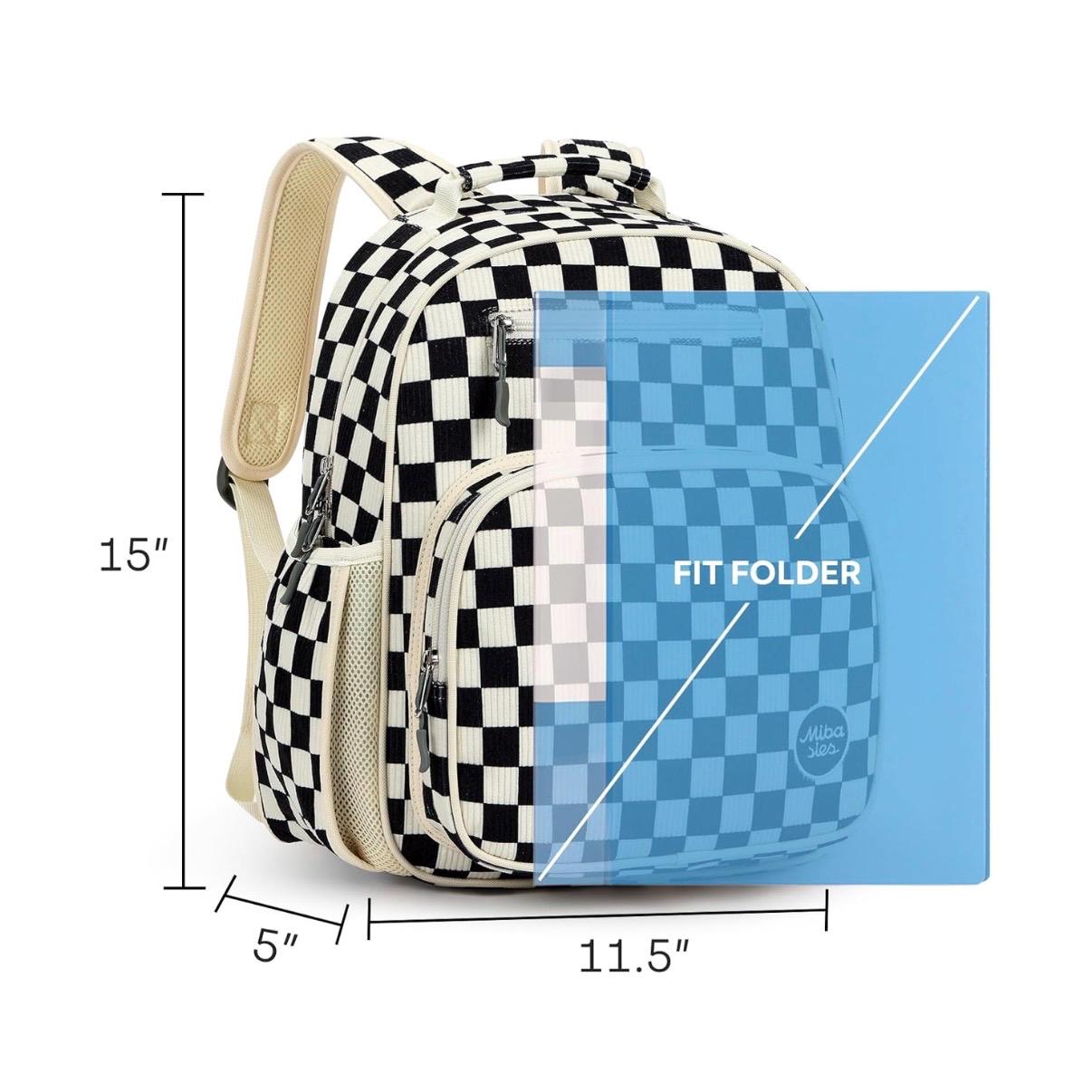 Medium/Large 15” | Gtube Modified Feeding Tube Backpack | Black Checkered Corduroy | For EnteraLite Infinity Feeding Pump