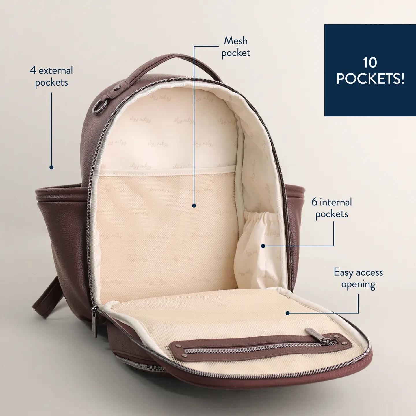 Small Tube Feeding Backpack | Espresso, Vegan Leather | Small, 12” | For Enteralite Infinity, Kangaroo Joey/Omni, TPN