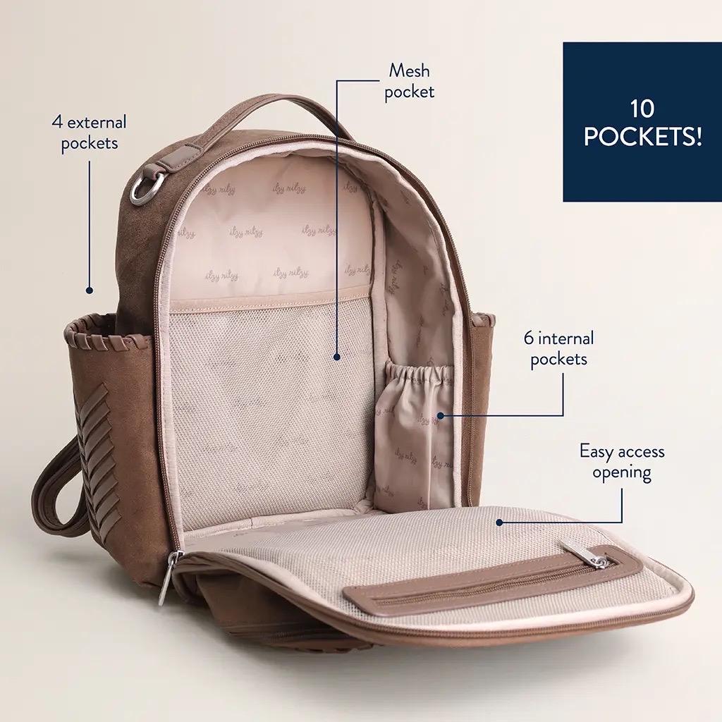 Small Tube Feeding Backpack | Aspen, Vegan Leather | Small, 12” | For Enteralite Infinity, Kangaroo Joey/Omni, TPN