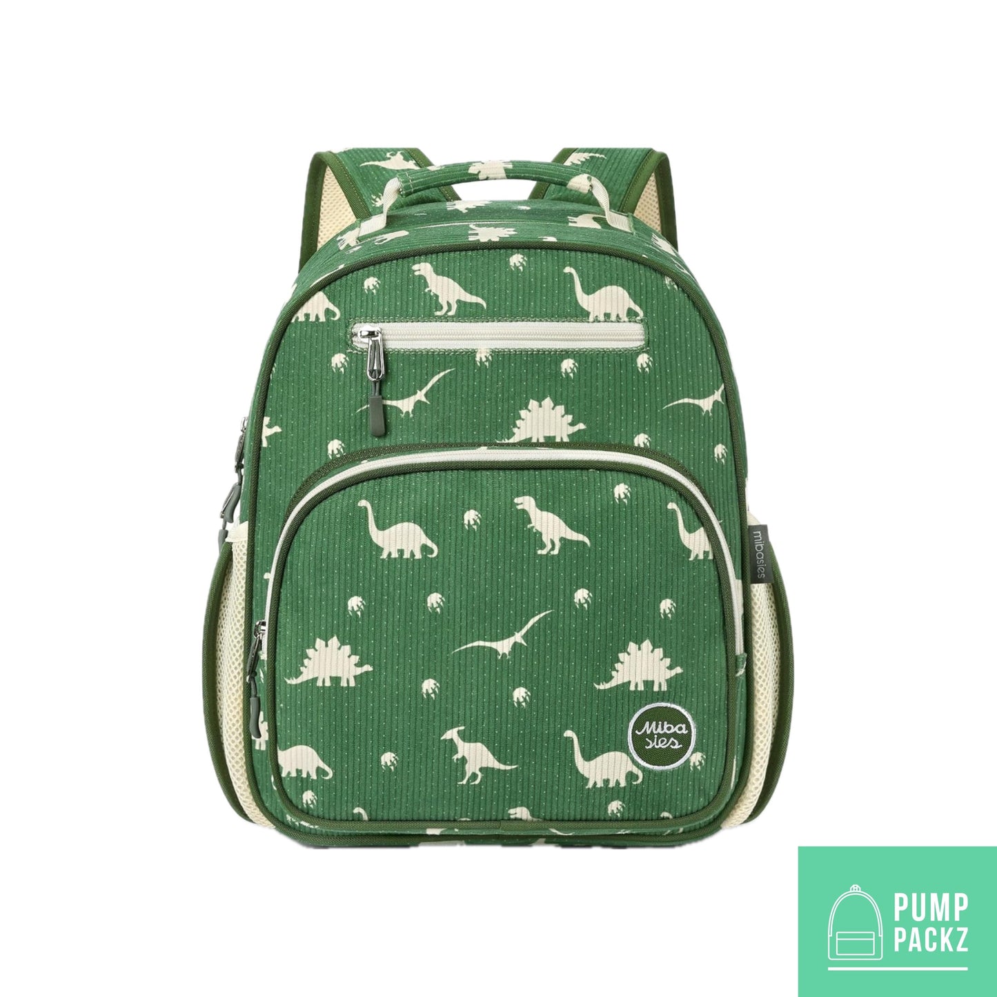 Medium/Large 15” | Gtube Modified Feeding Tube Backpack | Green Dinosaur Corduroy | For EnteraLite Infinity Feeding Pump