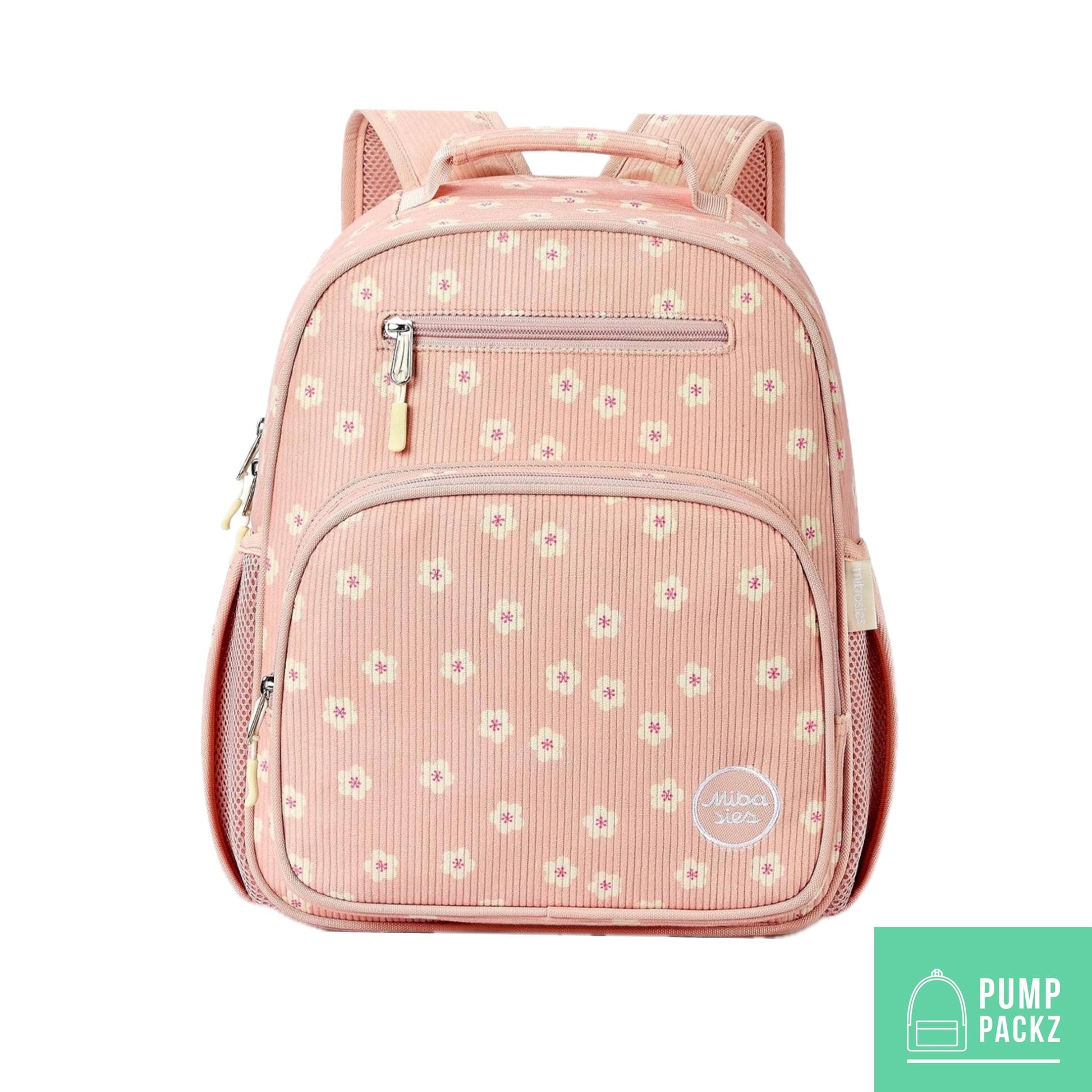 Medium/Large 15” | Gtube Modified Feeding Tube Backpack | Pink Flower Corduroy | For EnteraLite Infinity Feeding Pump