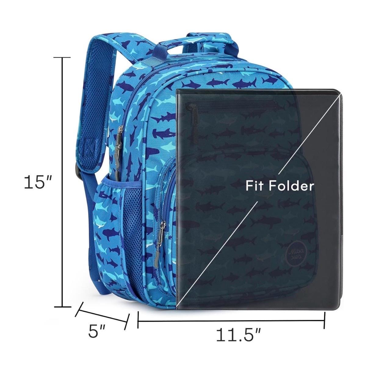 Medium/Large 15” | Gtube Modified Feeding Tube Backpack | Navy Blue Shark | For EnteraLite Infinity Feeding Pump