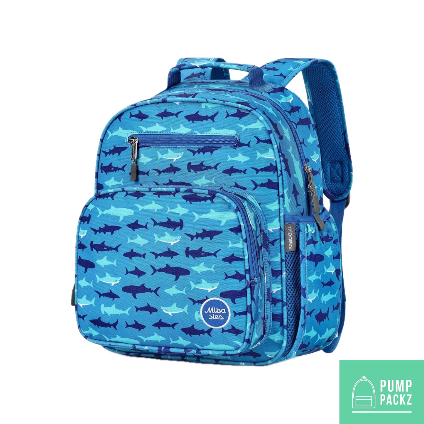 Medium/Large 15” | Gtube Modified Feeding Tube Backpack | Navy Blue Shark | For EnteraLite Infinity Feeding Pump